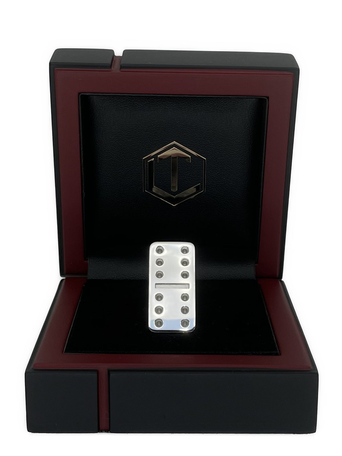 Dominostein aus 925 Sterlingsilber, massiv, Länge 29 mm, 16 g, poliert
