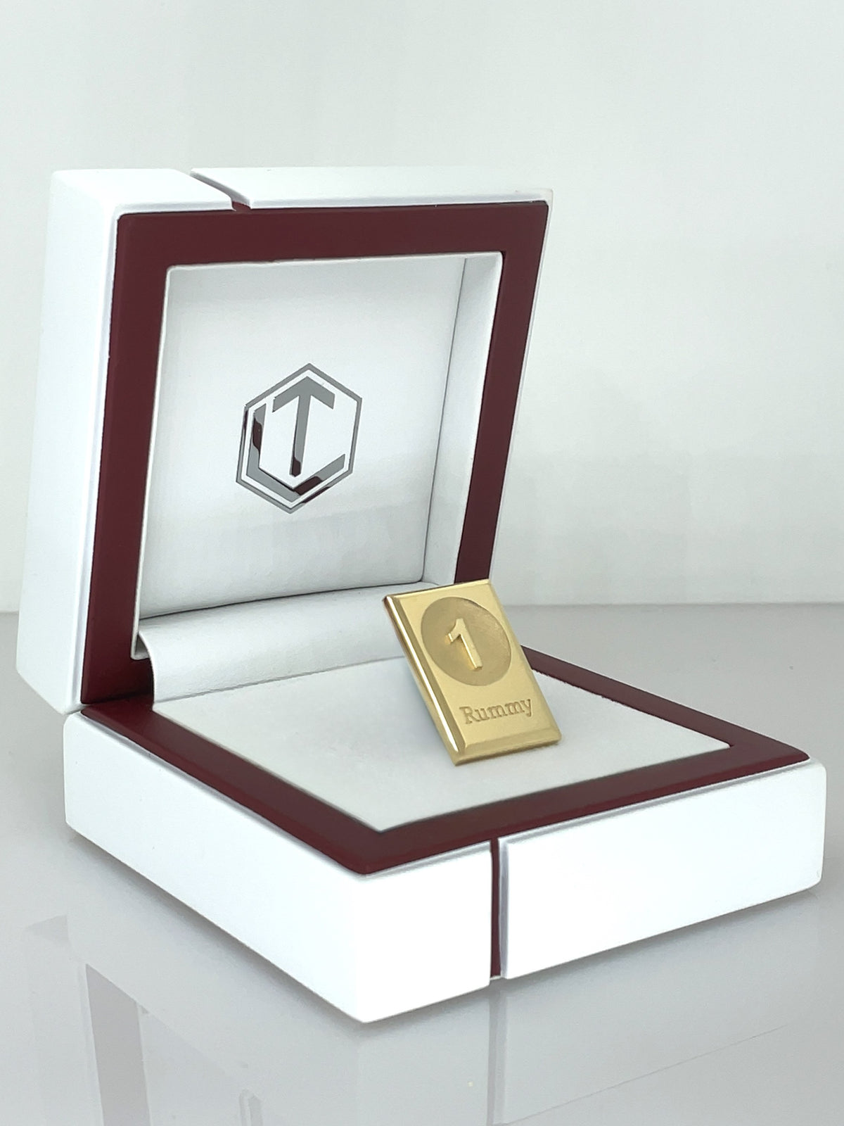 Rummystein aus 18 Karat Gold, massiv, 26 mm lang, 22 g, poliert