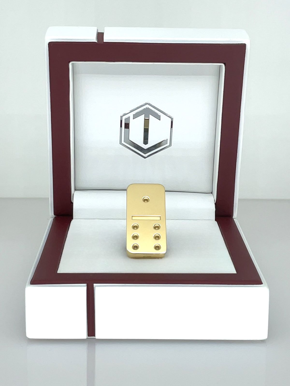 Dominostein aus 18 Karat Gold, massiv, Länge 29 mm, 25 g, poliert