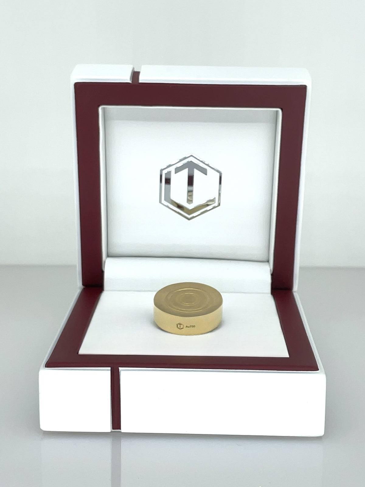 Klassischer Original Spielstein aus 18 Karat Gold, massiv, 21,5 mm Durchmesser, 35 g, Seiten poliert
