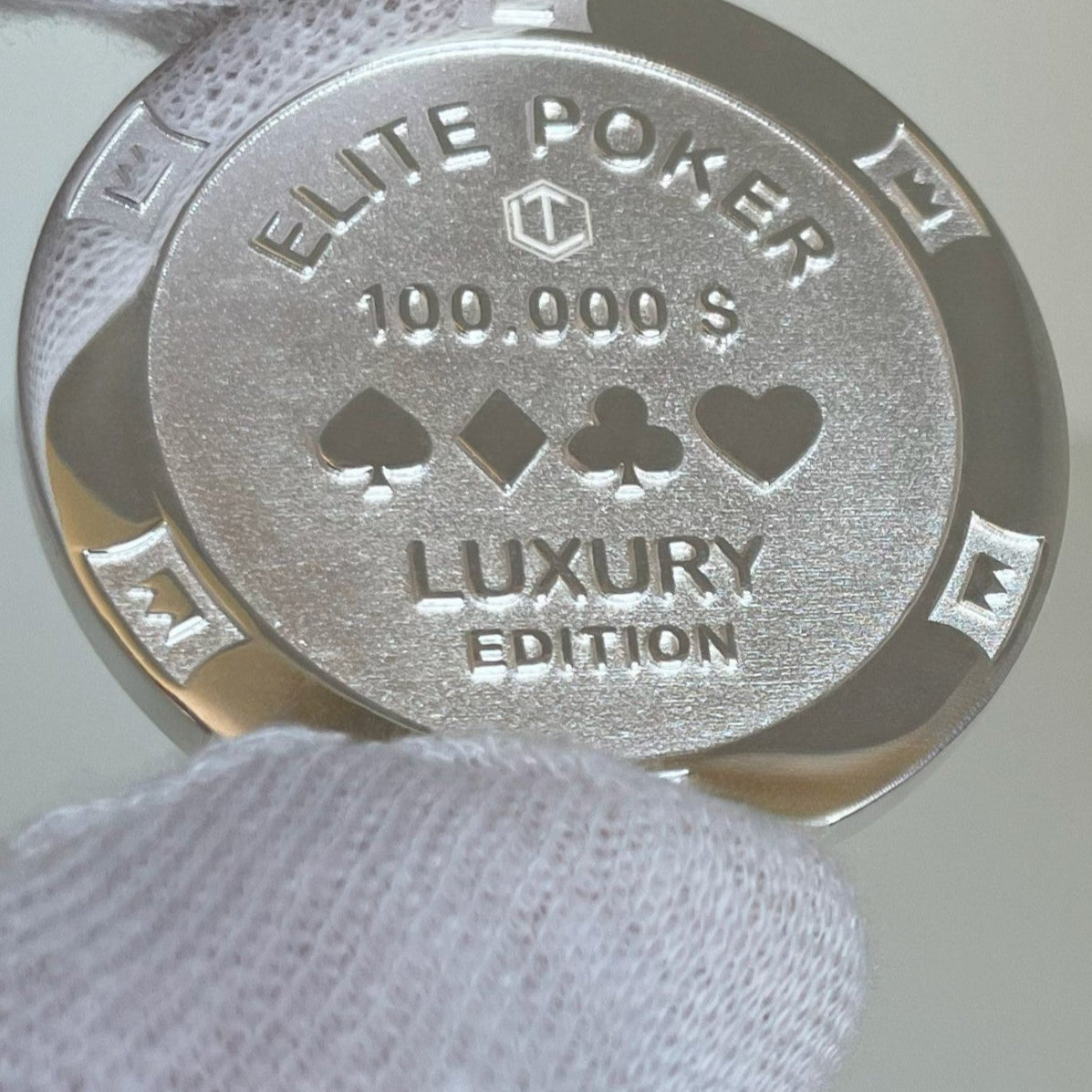 Pokerchip aus 925 Sterlingsilber, massiv, 39 mm Durchmesser, 34 g, poliert