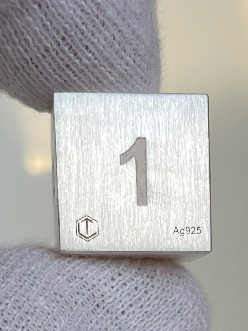 D6 dice made of 925 sterling silver, solid, 16 mm, 35 g, brushed