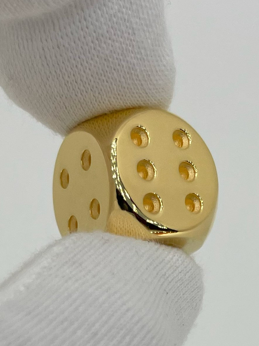 Würfel aus 925 Sterlingsilber, 18 Karat vergoldet, massiv, 16 mm, 36 g, poliert