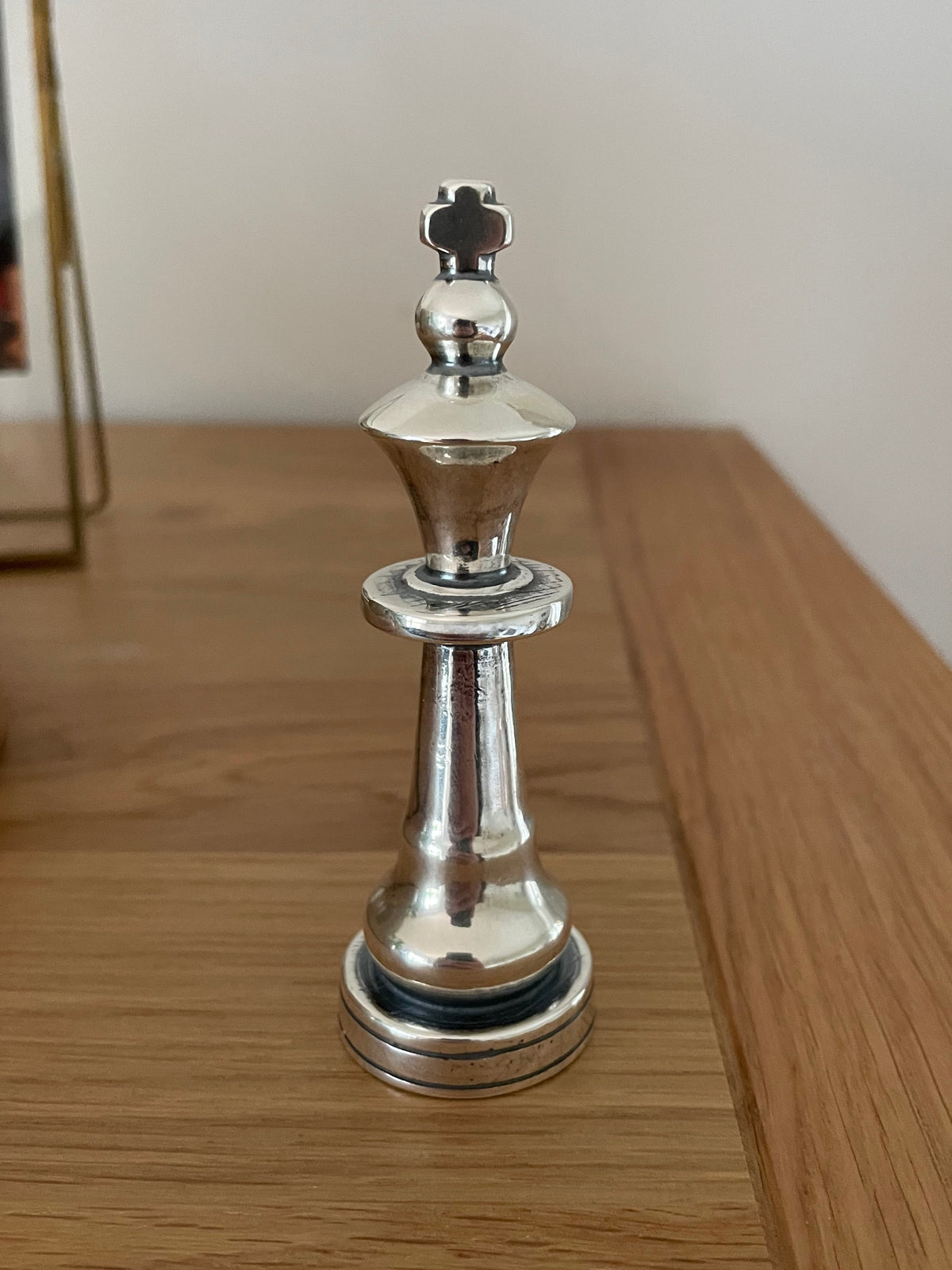 Schachfigur König aus 925 Sterlingsilber, massiv, 9,5 cm hoch, 210 g, im retro-style