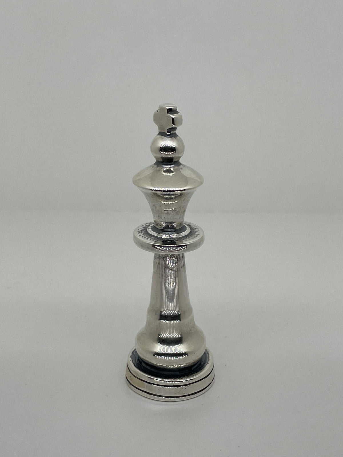 Schachfigur König aus 925 Sterlingsilber, massiv, 9,5 cm hoch, 210 g, im retro-style