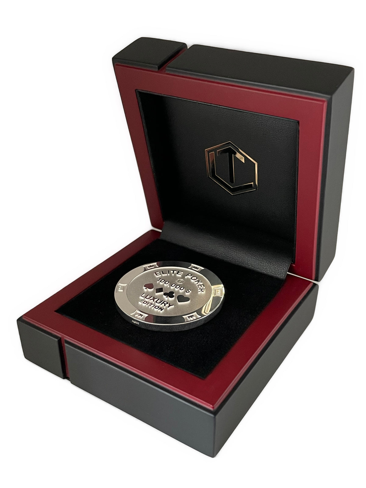 Pokerchip aus 925 Sterlingsilber, massiv, 39 mm Durchmesser, 34 g, poliert