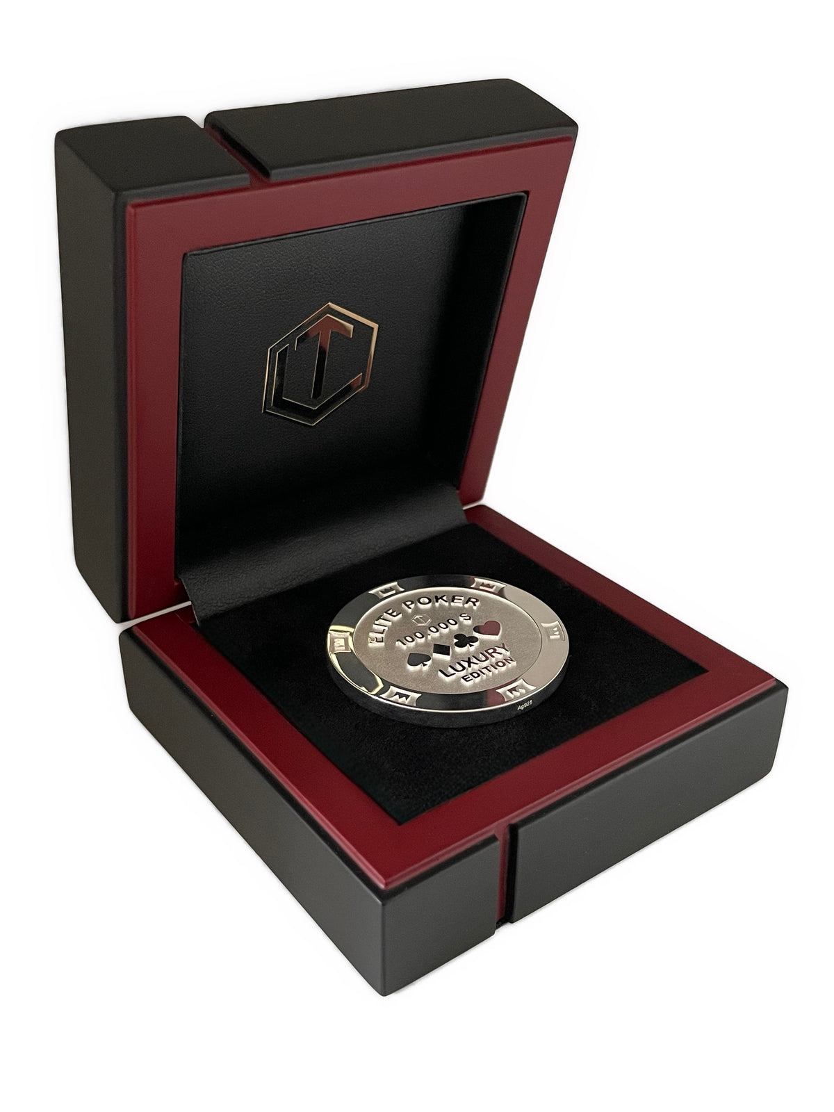 Pokerchip aus 925 Sterlingsilber, massiv, 39 mm Durchmesser, 34 g, poliert