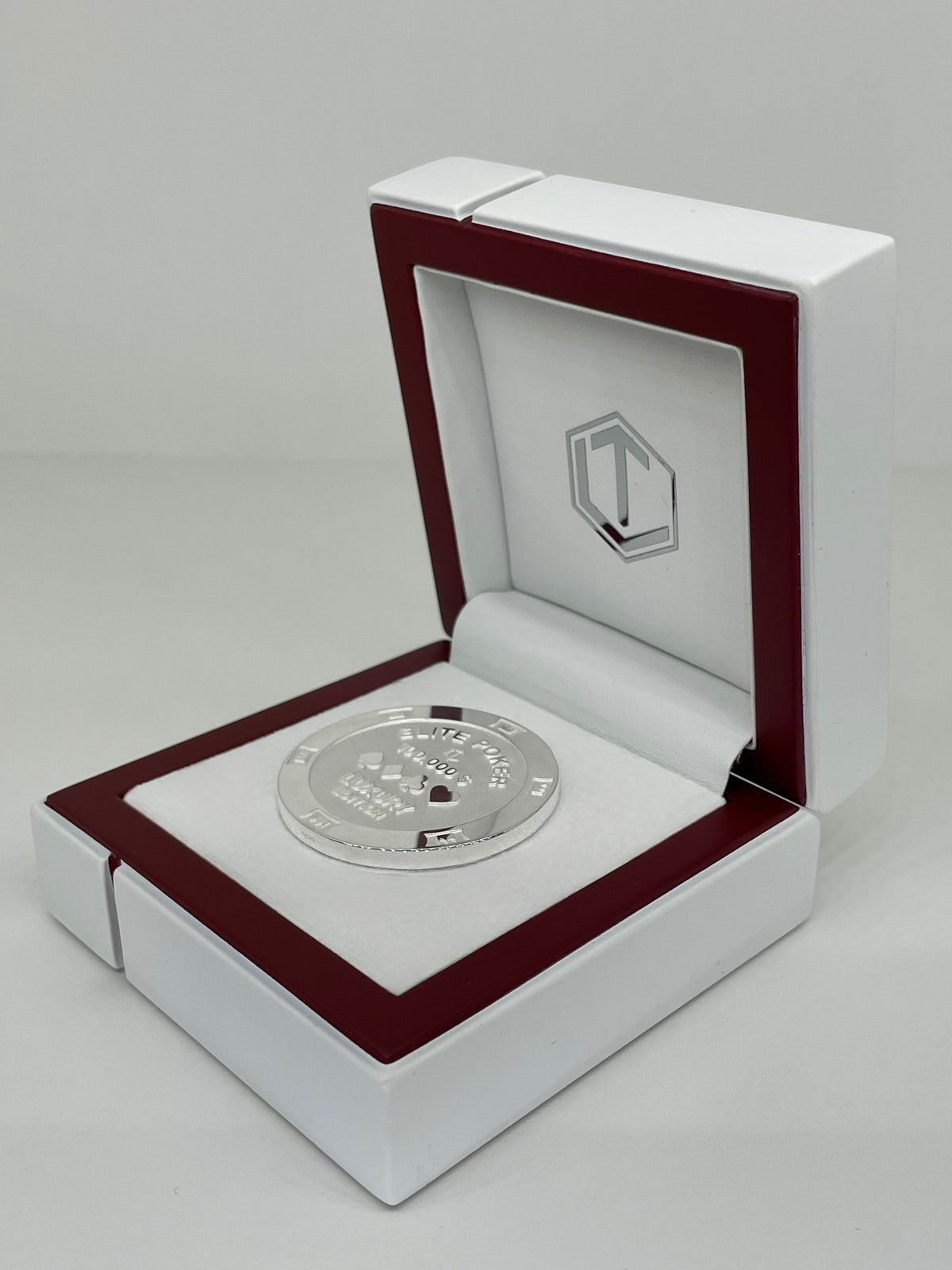 Pokerchip aus 925 Sterlingsilber, massiv, 39 mm Durchmesser, 34 g, poliert