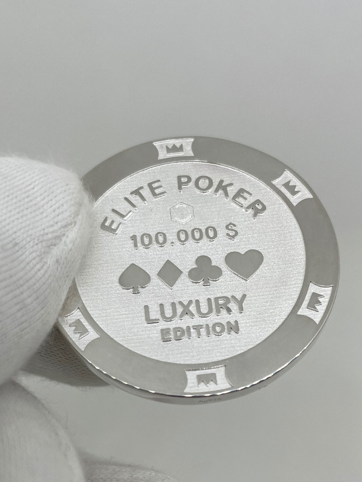 Pokerchip aus 925 Sterlingsilber, massiv, 39 mm Durchmesser, 34 g, poliert