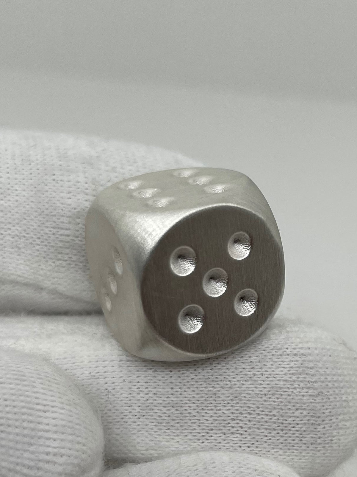 Dice made of 925 sterling silver, solid, 14 mm, 24 g, brushed
