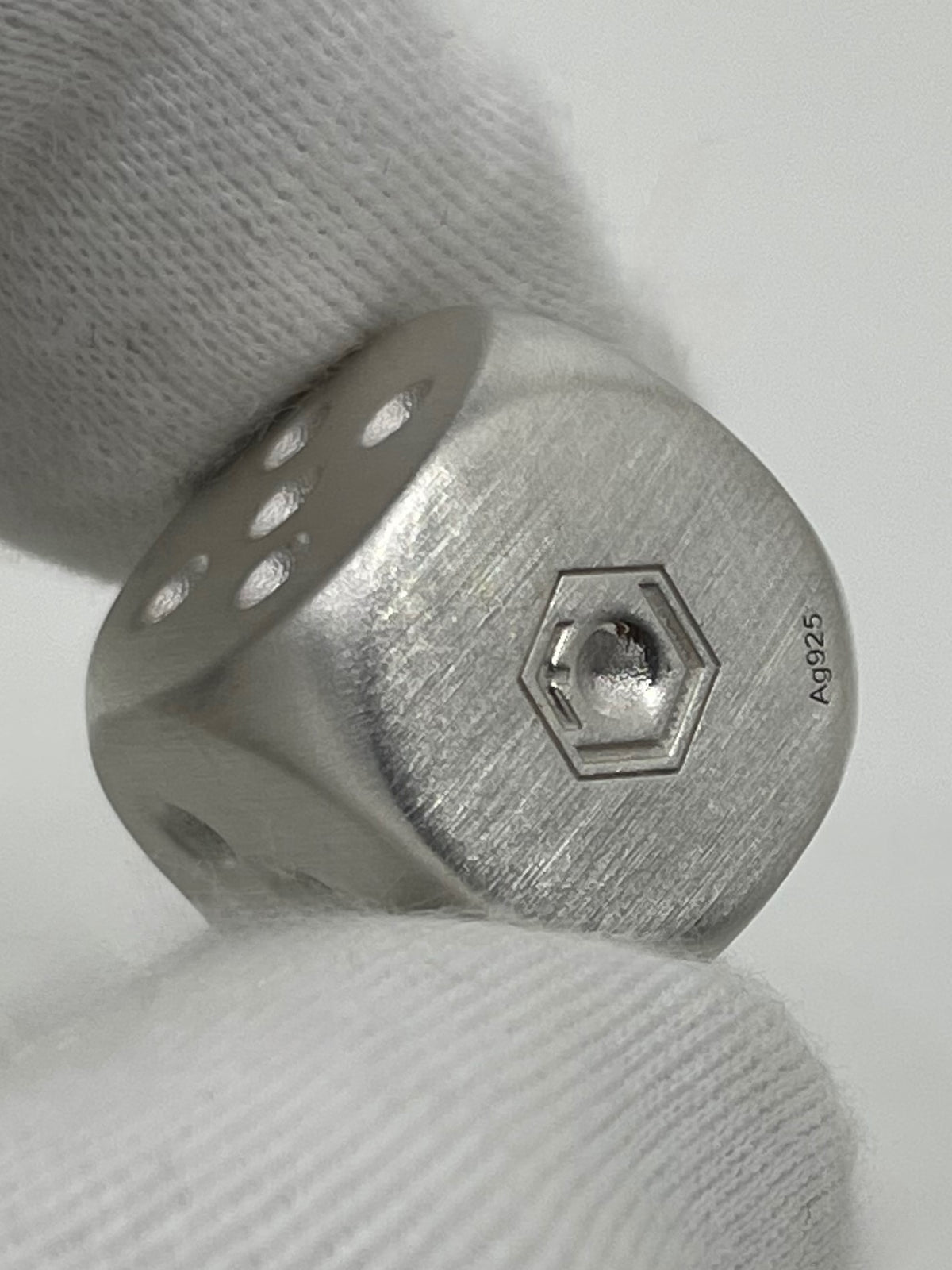 Dice made of 925 sterling silver, solid, 14 mm, 24 g, brushed