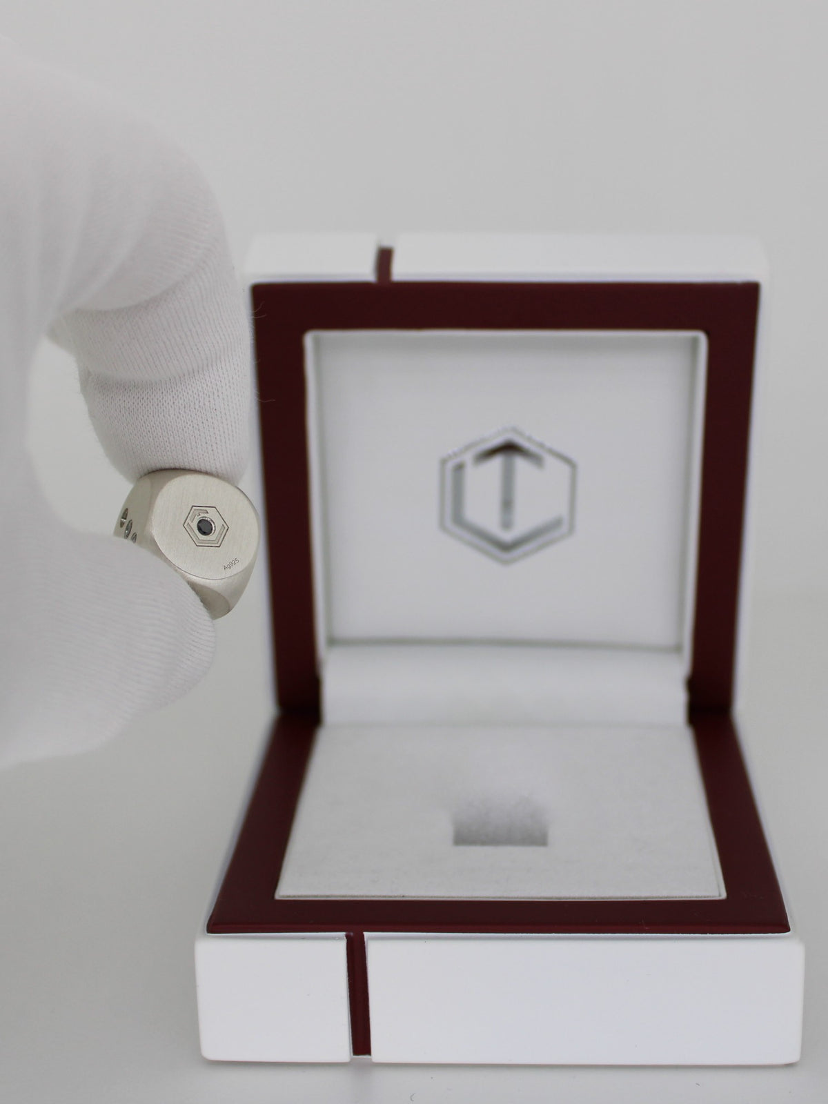 Dice made of 925 sterling silver with 21 black diamonds, solid, 16 mm, 35 g, brushed