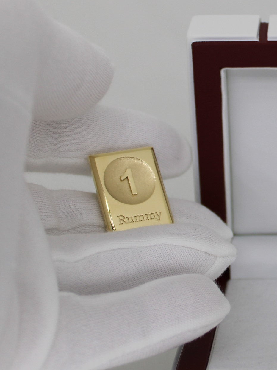 Rummystein aus 18 Karat Gold, massiv, 26 mm lang, 22 g, poliert