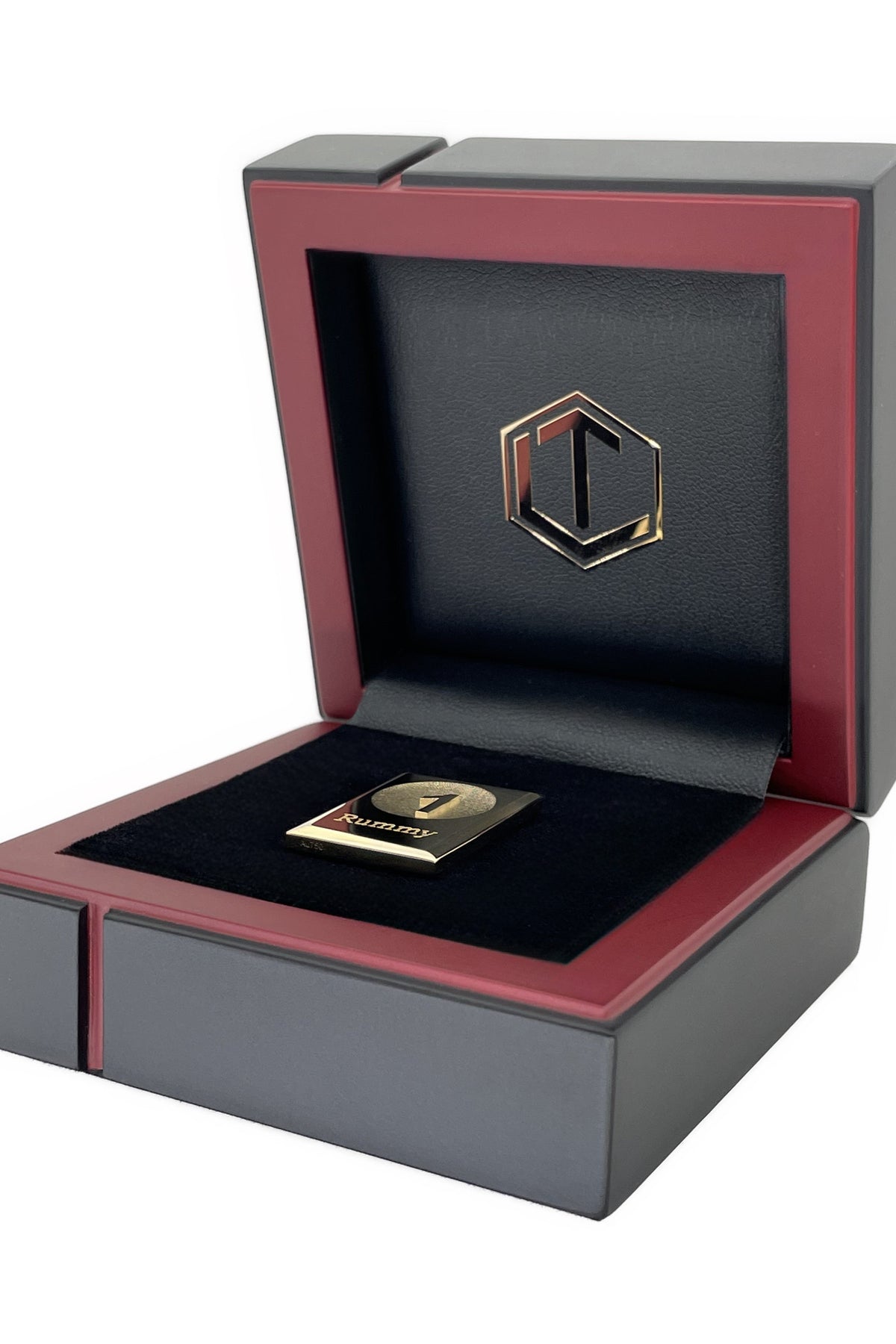 Rummystein aus 18 Karat Gold, massiv, 26 mm lang, 22 g, poliert